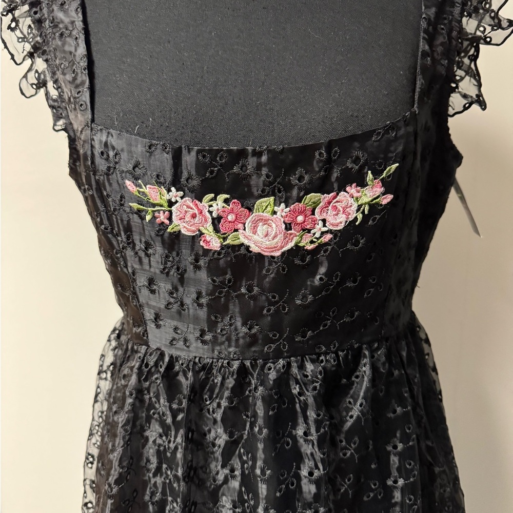 Delia’s black dolls kill floral embroidered Tulle gothic maxi dress NWT🐸 - Picture 2 of 12
